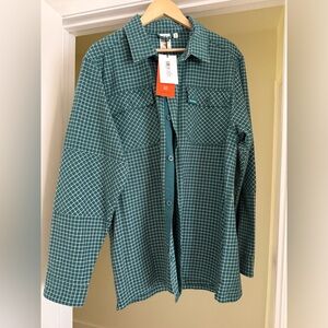 Bearedgoat Men's Teal Grid Button-Up Shirt Jacket
